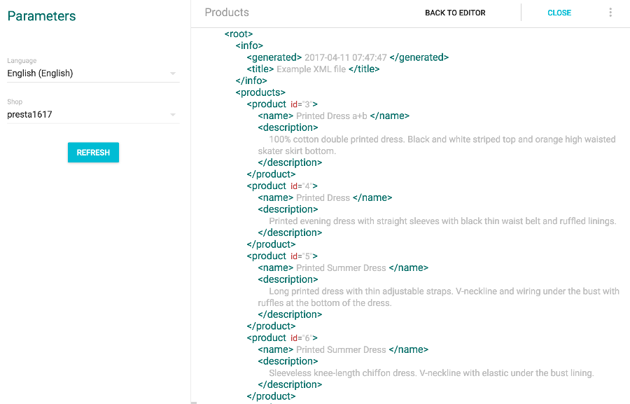 XML Editor preview mode