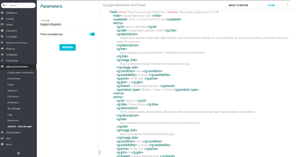 xml editor - data preview