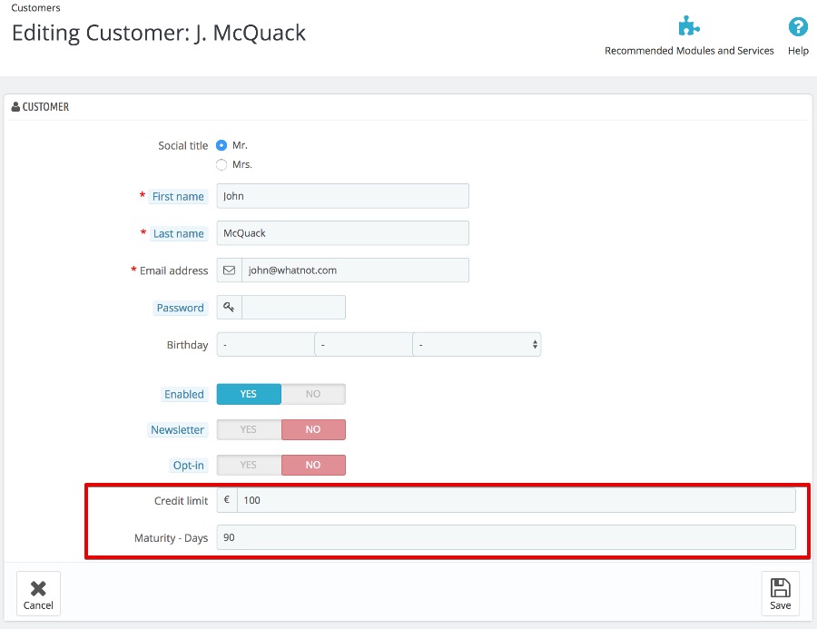 customer custom field