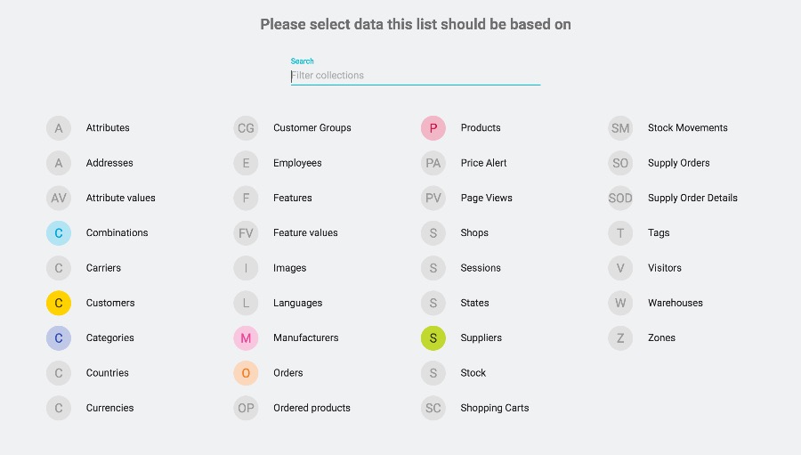 Collection selector